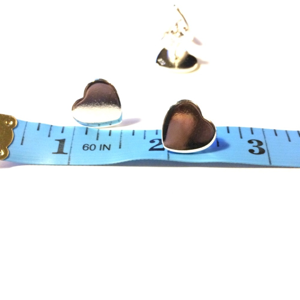 Silver Heart Stud Earrings - Picture 4 of 6